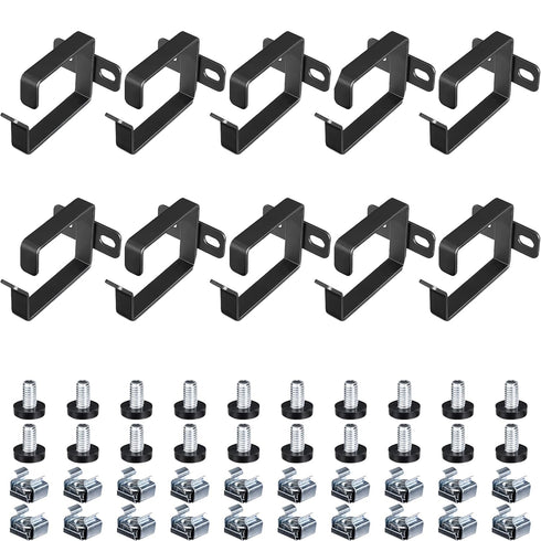 kwmobile Server Rack Cable Management D-Ring Hooks (10 Pieces) - Bracket Organizer