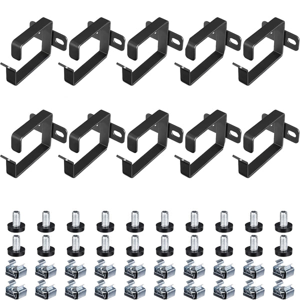kwmobile Server Rack Cable Management D-Ring Hooks (10 Pieces) - Bracket Organizer