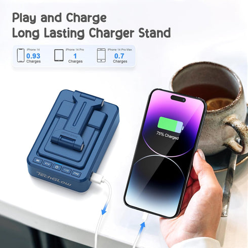 TechGlow Gifts for Men Women Foldable Cellphone Stand with Bluetooth Speaker and Charging Funtion Birthday Gift Idea