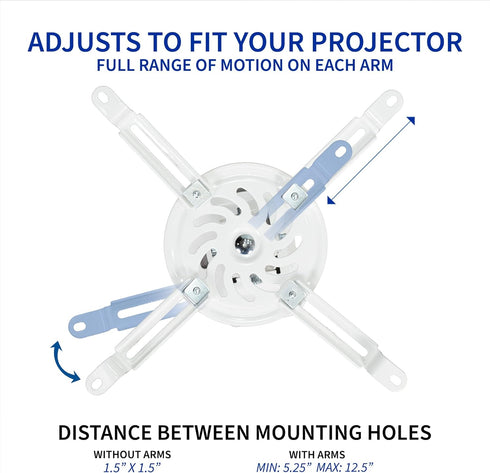 VIVO Universal Adjustable Ceiling Projector Mount for Regular and Mini Projectors, White, MOUNT-VP01W
