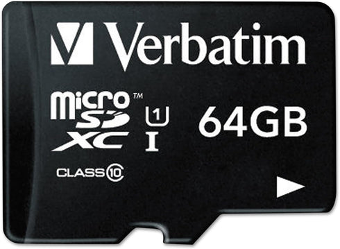 Verbatim 64GB Premium MicroSDXC Memory Card with Adapter, UHS-I V10 Class 10