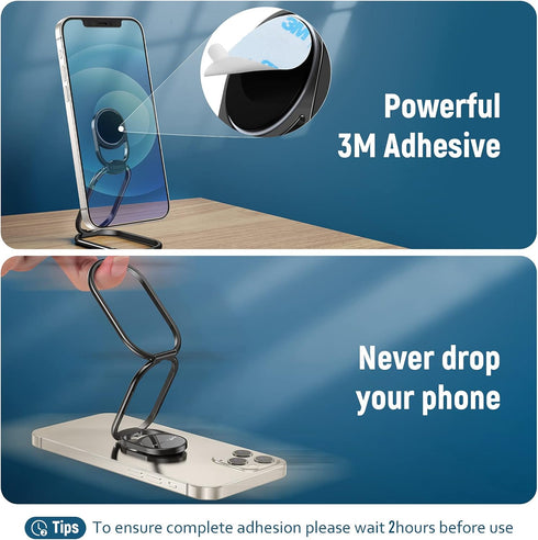 Phone Ring Holder with Car Magnetic Mount, Metal Phone Ring Finger Kickstand for iPhone, iPad, Smartphones