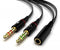 Maeline Headphone Splitter Adapter, 3.5mm Mic Cable for Computer, Headset 3.5mm Female to Dual Male