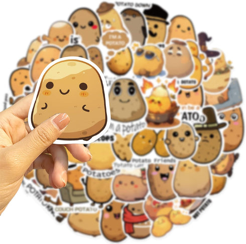 Beuthar 50PCS Funny Potato Stickers for Adults, Kids, Teens, Cute Cartoon Vinyl Waterproof Stickers for Water Bottles