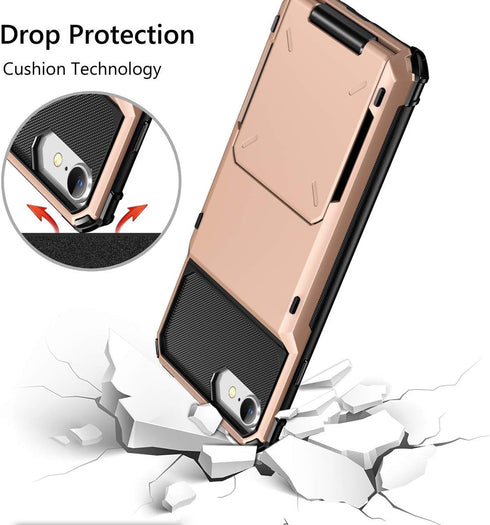 Vofolen Case for iPhone 6 6s 7 8 SE2 - Rose Gold Wallet with Credit Card Holder, Scratch Resistant Dual Layer