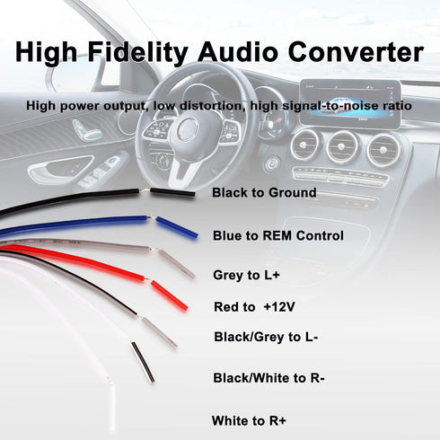 XMSJSIY High to Low Converter Adapter for Car Audio - 1 Pcs Line Input to RCA Stereo Output for Subwoofer Amplifier