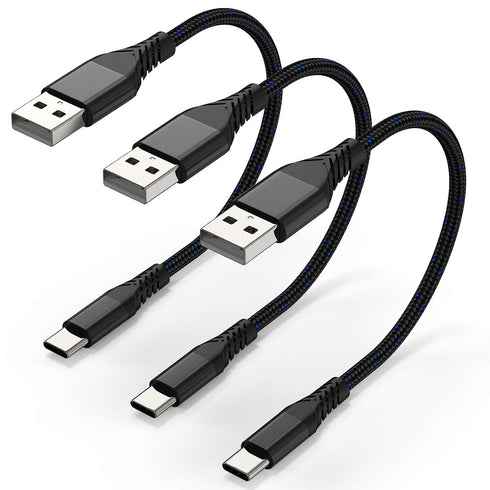 3 Pack 6-inch Braided USB-C Charging Cable, Fast Charging Type C for Samsung Galaxy S22 Ultra, Note 20, LG V30, Pixel 6.