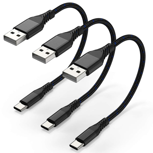 3 Pack 6-inch Braided USB-C Charging Cable, Fast Charging Type C for Samsung Galaxy S22 Ultra, Note 20, LG V30, Pixel 6.