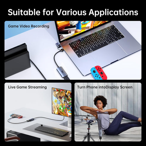 biaze 4K 1080P 60FPS PS5, Video Capture Card, HDMI to USB/USB C Capture Card Video Capture Device for Streaming Game