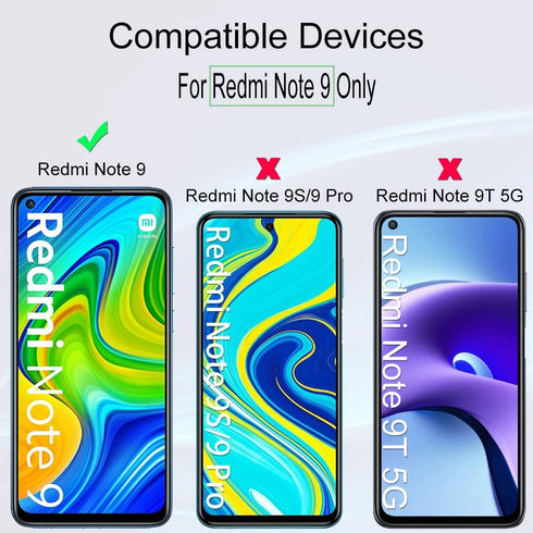 Ibywind Screen Protector for Redmi Note 9, with 2Pcs Tempered Glass, 1Pc Camera Lens Protector