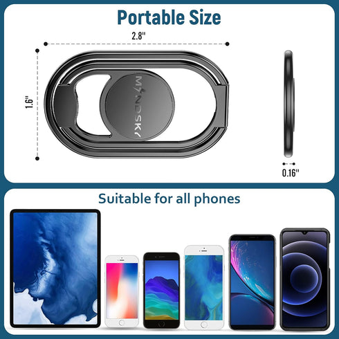 Phone Ring Holder with Car Magnetic Mount, Metal Phone Ring Finger Kickstand for iPhone, iPad, Smartphones