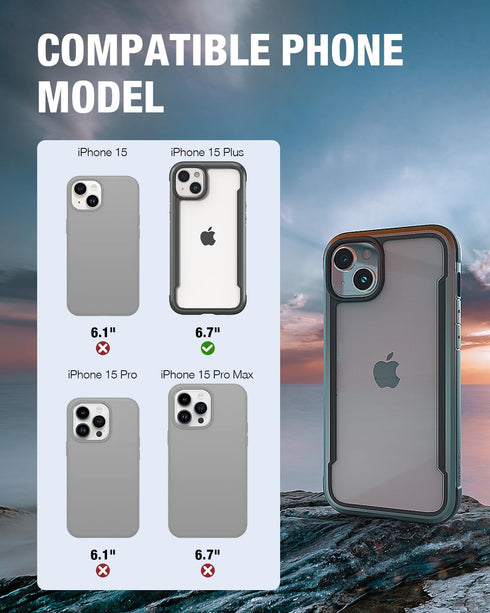 RAPTIC Shield for iPhone 15 Plus Case, Shockproof Protective Clear Case, Military Grade 10ft Drop Tested, Black