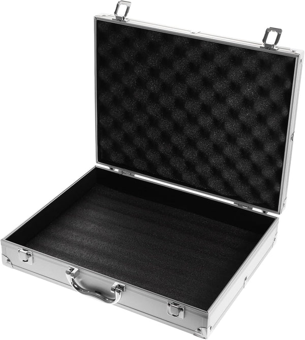 SUPVOX Lockable Aluminum Hard Case Briefcase Box for Tools, Cameras, Instruments, Silver