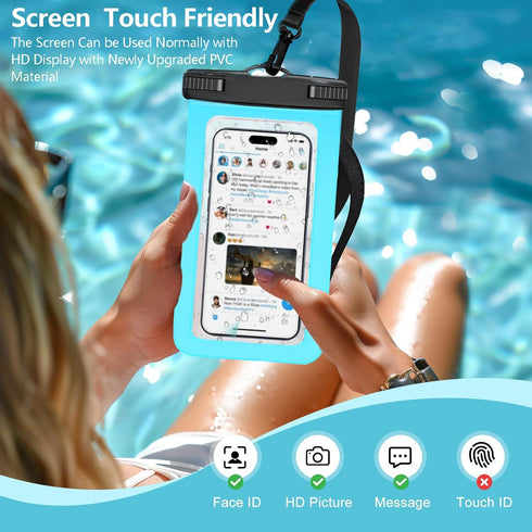 3 Pack IPX8 Waterproof Phone Pouch, Universal Dry Bag Phone Protector for iPhone 15 14 13 12 11 Pro Max Plus XS XR X 8