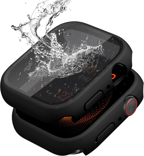 2 Pack Waterproof Privacy Hard PC Case with Tempered Glass Screen Protector