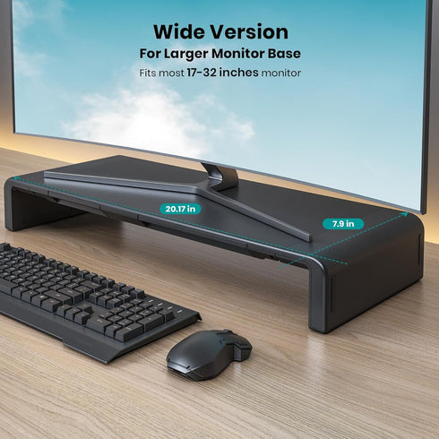 Monitor Stand Riser, Klearlook Foldable Computer Monitor Riser, Height Adjustable Desk Shelf Riser with Storage Drawer