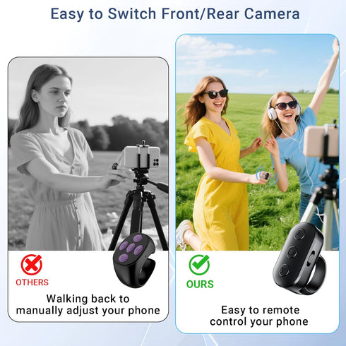 Voinap Phone Camera Remote Control with Zoom for iPhone & Android, Rechargeable Bluetooth Camera Remote with Front/Rear