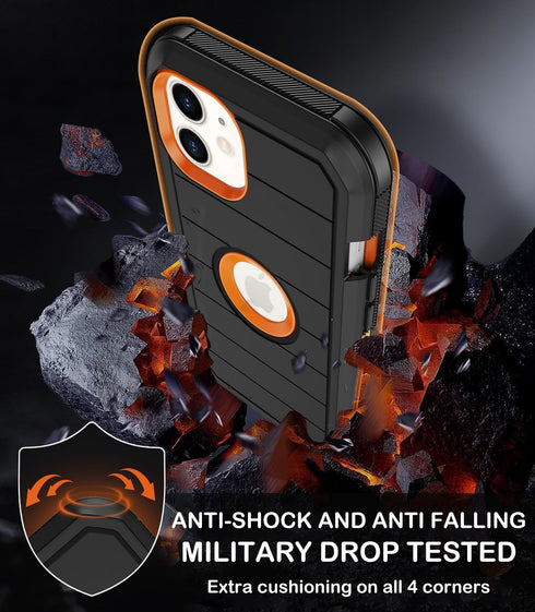 Heavy Duty Shockproof Drop Protection Case for iPhone 11 with Belt Clip Holster & Built-in Screen Protector