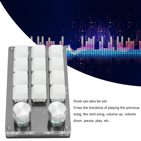 Ejoyous Macro Keyboard | One Handed Macro Mechanical Gaming Keypad, 12 Key Programmable Keyboard with Knob