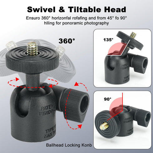 koolehaoda 1/4" 360 Cell Phone Tripod Mount Adapter with Universal Swivel Mini Ball Head, Rotates Adjustable Cell Phone