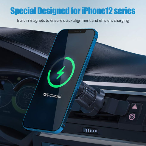WixGear Wireless Magnetic Car Charger - Compatible with iPhone 13/12 Series with Auto Alignment