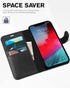 TUCCH Case Wallet for iPhone XR - Kickstand, RFID Blocking, Credit Card Slot, PU Leather Folio Cover, Black