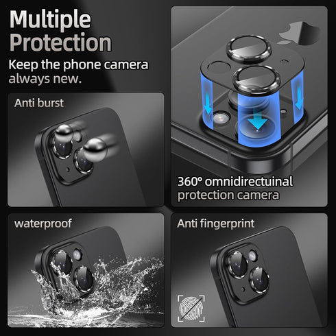 AFARER 2024 Camera Lens Protector iPhone 15/ iPhone 15 Plus, Upgraded 3D Metal Anti-Scratch Camera Cover with 9H Tempered Glass Screen Protector, Camera Lens Cover Film Strong Adsorption -Yellow