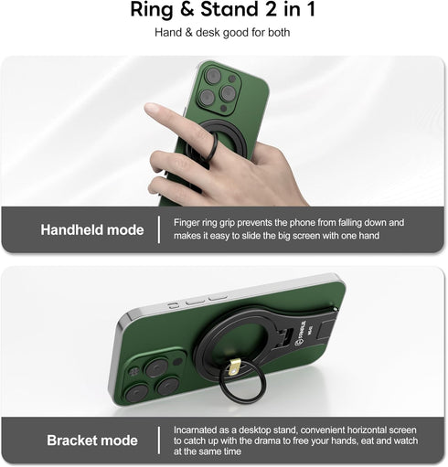 FANAUE 16 15 14 13 12 Cell Phone Stand Holder, Desk Foldable Magnetic Phone Ring Grip, MagSafe Office Portable
