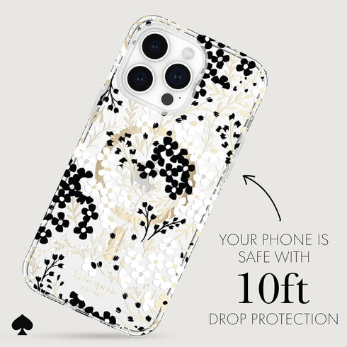 Kate Spade New York iPhone 14 Pro Max Case - Multi Floral Black and White, Compatible with MagSafe
