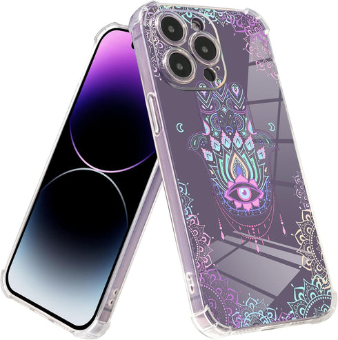 Roemary Eyes Case for iPhone 13 - Lucky Hand Design with Screen Protector, Soft TPU Protective Case
