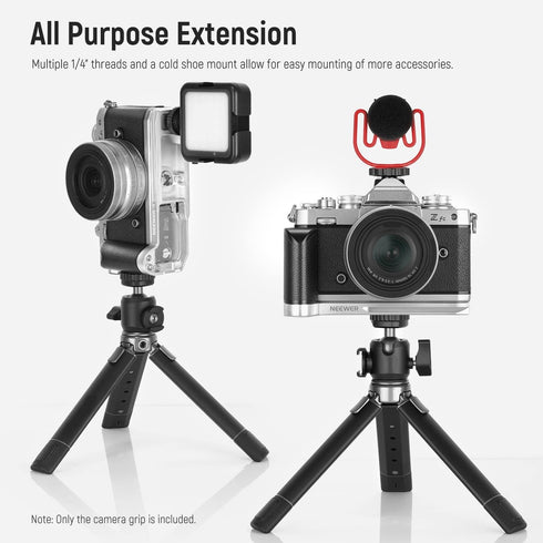 NEEWER Camera Grip for Nikon Z fc, Aluminum Alloy L Shaped Handgrip with Retro Leather Handle, Compatible with
