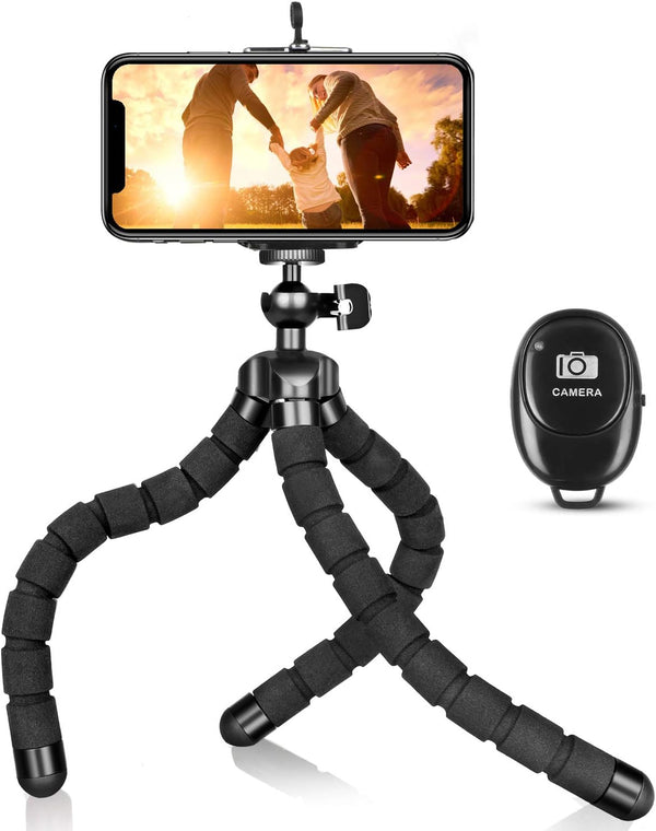 Mini Flexible Adjustable Phone Tripod Stand Holder with Remote and Universal Clip for iPhone 15 14 13 12 Pro Max 11