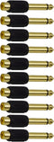 CESS 6.35mm 1/4 Inch TS Plug to RCA Female Jack Audio Adapter, Gold Plated - 10 Pack