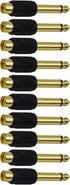 CESS 6.35mm 1/4 Inch TS Plug to RCA Female Jack Audio Adapter, Gold Plated - 10 Pack