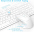 Wireless Keyboard Mouse Combo - USB Type C Rechargeable Slim Silent White Keyboard with Number Pad for Windows & macOS