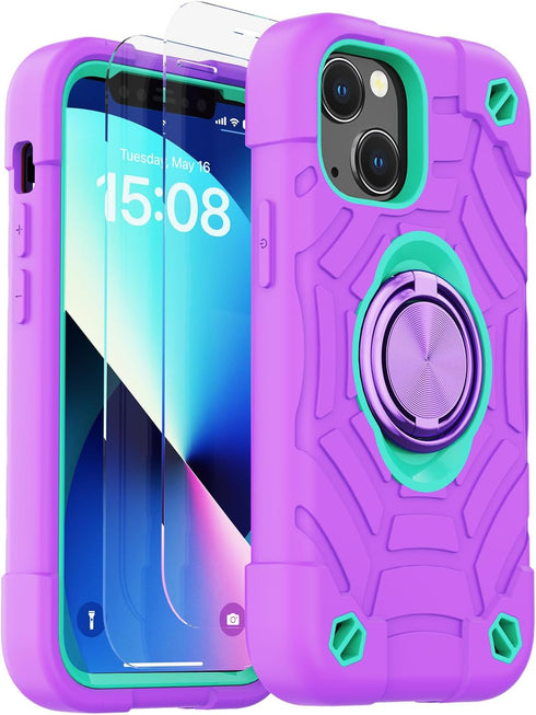 KCJ Heavy-Duty Military Grade Case for iPhone 13 Mini/iPhone 12 Mini (5.4") with Ring Holder, 2 Screen Protectors & 1