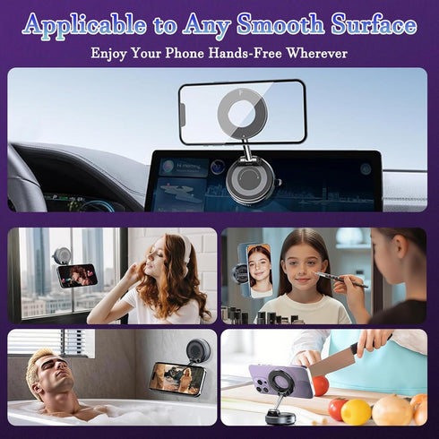 FYMCVMNB 360 Upgraded Vacuum Magnetic Suction Cup Phone Holder, Foldable and Reinforced Ultra Suction Cup Phone Mount