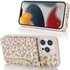iPhone 13 Pro Max Case Wallet with Card Holder for Women, Crossbody with Strap, Kickstand Zipper Case - Rice Leopard