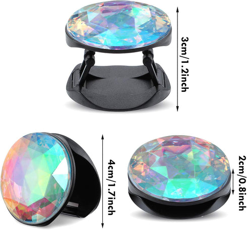 6 Pieces Plastic Disco Crystal Phone Grip, Collapsible Holder for Smartphone and Tablets