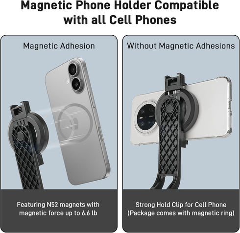 WOVTE 52" 16/15/14/13/12 Magnetic Selfie Stick Tripod, Tripod for iPhone with Rechargeable Remote, Portable Selfie