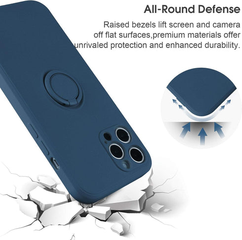 ABITKU Stand Case for iPhone 12 Pro, 360° Ring Holder with Magnetic Kickstand, Shockproof Protective (Blue)