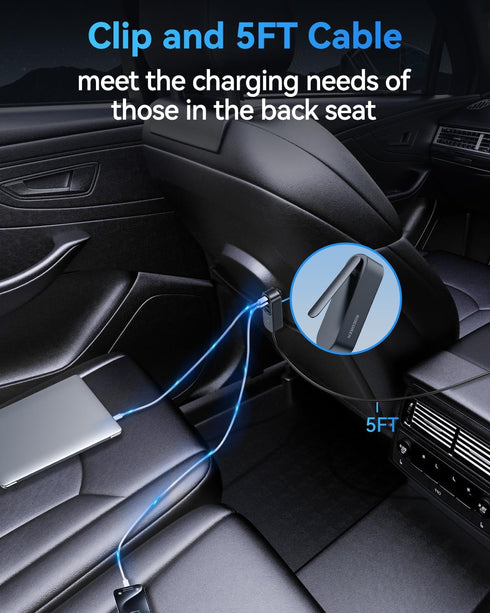 Rocoren 105W USB C Car Charger 6-Port for Family Travel, PD 35W & QC3.0 30W Super Fast Charging for Multiple Devices