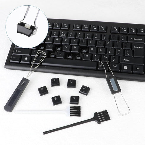 2PCS Keycap Puller and Switch Puller with 2PCS Keyboard Brush, Mechanical Keyboard Cleaning Tool