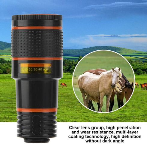 Cell Phone Camera Lens, Professional 12X Telephoto Lens, Telescopic Focusing Universal Phone Camera Lens for Mobile Phone Tablet Cell Phone Lens Default