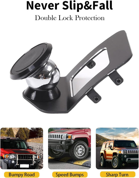PIUGILH Car Magnetic Phone Holder Mount for Hummer H3 2005-2009, Aluminum Alloy Center Air Vent Double Flash Switch