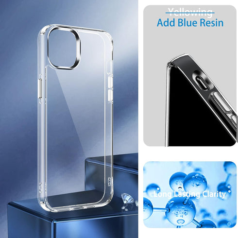 JJGoo Compatible with iPhone 14 Case, Clear Transparent Shockproof Phone Case, Slim Anti-Scratch Hard PC Back