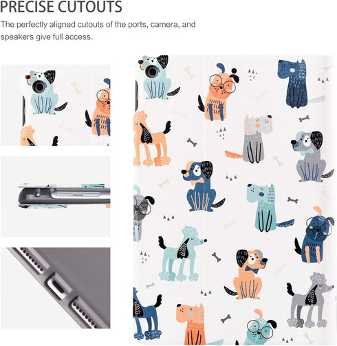 Case for iPad 9th, 8th, and 7th Generation, Multi-Angle Adjustable Stand, Auto Wake/Sleep, Dog Design