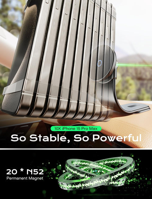 Magsafe Car Mount Charger, Magnetic Phone Holder for Car, 15W Super Fast Charge, Fits iPhone 15/14/13/12 Pro Plus Max