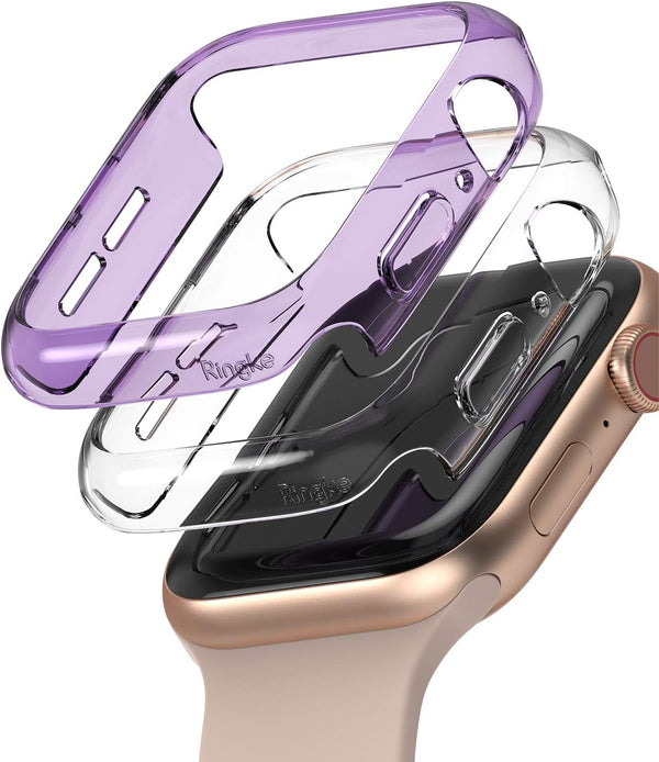Ringke Slim Anti-Yellowing Material Case for Apple Watch Series 6, 5, 4, SE (2020), SE (2022) 40mm - Clear & Purple