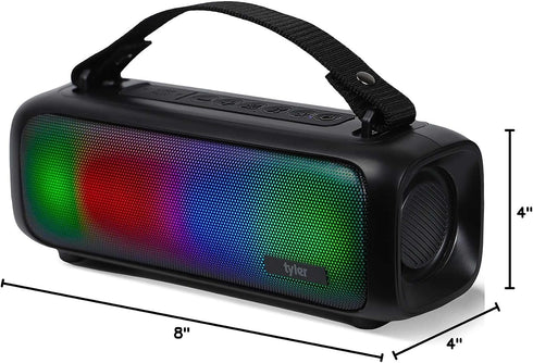 Tyler MP3 Wireless Bluetooth Speaker RGB Lighting Long Range Rechargeable Boombox USB AUX Inputs Fm Radio Sound & Bass